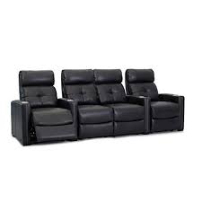 Octane Seating Cloud Xs850 Home Theater Chairs Black Bonded Leather Manual Recline Row 4 Seats With Center Theater Chairs Home Theater Seating Furniture