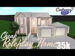 Bloxburg Cheap Roleplay House 35k Speed Build Youtube Two Story House Design Unique House Design Bloxburg Houses