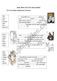 To celebrate their new friendship, snow white and the seven dwarfs sang and danced the night away. A Reading Worksheet For Vocabulary Exercise About Snow White And The Seven Dwarfs Esl Worksheet By Star Sukran