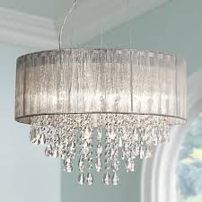 Possini Euro Jolie 20 W Silver Fabric Crystal Chandelier W7974 Lamps Plus Crystal Chandelier Master Bedroom Chandelier Chandelier Bedroom