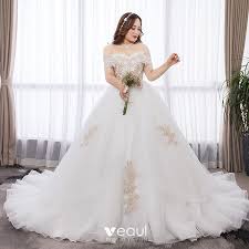 Chic Beautiful White Ball Gown Plus Size Wedding Dresses 2019 Lace Tulle Appliques Backless Rhinestone Strapless