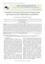 Pdf Evaluation Of Communal Wastewater Treatment Plant