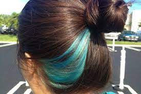 14 Beautiful Blue Hair Streaks For Women Peekaboo Hair Blue Hair Streaks Hair Color Streaks