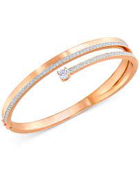Swarovski Rose Gold Tone Crystal And Pave Hinged Bangle Bracelet Bangles Diamond Bracelet Design Diamond Necklace Designs