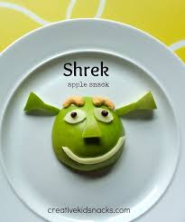 Shrek lips = granny smith apples, peanut butter & marshmallows! Shrek Apple Snack Housing A Forest