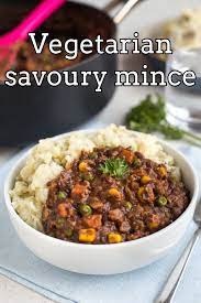 Vegetarian Savoury Mince A Proper British Dinner Made With Homemade Veggie Mince And Served With Creamy Savoury Mince Vegetarian Recipes Easy British Food