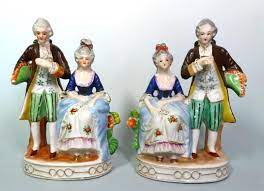 Occupied Japan Figurines Mirror Image Figurines Colonial Dress Occupied Japan Mirror Image Japan