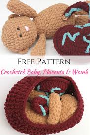 The free knitting patterns for knitted tiny tears clothes provide where possible wide necklines or the appropriate fastenings to make it easy for children to dress and undress the dolls themselves. Free Crocheted Pattern For Baby Womb Placenta Crochet Toys Crochet Patterns Crochet Baby