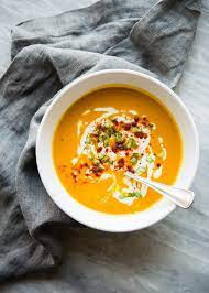 Roasted Red Pepper And Sweet Potato Soup Cafe Johnsonia Recipe Sweet Potato Soup Recipes Stuffed Peppers