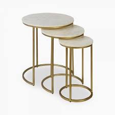 Round white marble nightstands set. White Marble And Brass Madison Nest Of Tables Luxury Side Tables