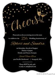 Through the wedding anniversary invitation templates and examples below, you can surely achieve your desired design for your invitation. Faux Gold Glitter Cheers 25th Wedding Anniversary Invitation 25th Anniversary Invitations