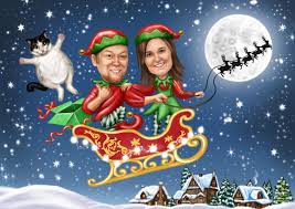You'll be dreaming of a white christmas with this stylish holiday card. Custom Christmas Caricature Cards From Photos