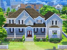 This Suburban Family Home Has 4 Spacious Bedrooms 3 Of Which Have Attached Bathrooms Along With A Powder Room On The Lowe Sims 4 Houses American Dream Midtown