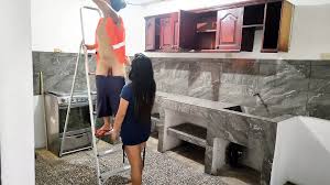 Amazing I Have Sex with the Roof Cleaner Real Sex Standing up