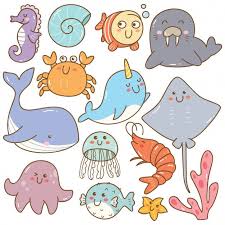 See more ideas about under the sea, clip art, sea. Set Of Sea Animal Kawaii Doodles Cute Doodle Art Animal Doodles Kawaii Doodles