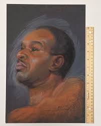 Buy Vintage Original Pastel Painting Portrait of African American Man 15X10  Canvas Board Artist Helen Stoddard Handsome Black Man Gift Online in India 