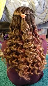 A dark or warm brown base with some subtle hints of blonde balayage will add some pop to otherwise dull hair. Formal Hair Style Half Up Braided Curly Long Hair Hair Styles Cool Hairstyles Sweet 16 Hairstyles
