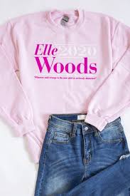Elle Woods 2020 Graphic Light Pink Sweatshirt Pink Lily In 2020 Pink Sweatshirt Sweatshirts Elle Woods