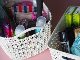 I do this for all parties we have in a pretty basket. Diy Wedding Bathroom Baskets Helpless Whilst Drying
