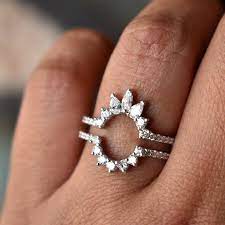 Diamond Ring Guard Enhancer For Oval Engagement Ring 14k Etsy In 2021 Wedding Ring Guard Wedding Ring Enhancers Wedding Rings Oval