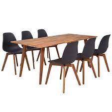 Black Dining Set Kitchen Modern Rectangular 6 Person Wooden Table Wood Chairs Black Dining Table Set Dining Table Black Dining Table
