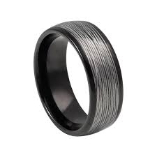 Grey Ring Mens Wedding Band 8mm Engagement Band Gunmetal Wedding Band Gray Ring Tungsten Carbide Brushed Black And Grey Wedding Band For Men Rings For Men Rings Mens Wedding Bands Mens