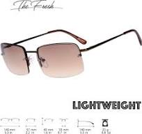 The Fresh Minimalist Small Rectangular Sunglasses Clear Eyewear Spring  Hinge - Gift Box Package (302-Copper, Gradient Brown, 57)