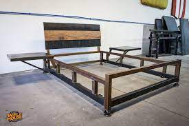 The Weld House Lowboy Bed Frame Is An Industrial Design Made From Tig Welded Heavy Wall Steel Tubing And 1 X2f 8 Steel Bed Design Welded Furniture Furniture