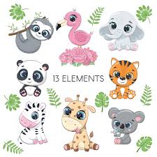 Cute Baby Animals Png Jpg Png 300 Dpi 956410 Illustrations Design Bundles In 2020 Animal Clipart Cute Animal Clipart Cute Baby Animals