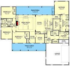 4 bedroom floor plans one story. One Story 4 Bed Modern Farmhouse Plan With Home Office 51841hz Architectural Designs House Plans