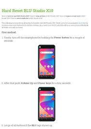 Hard Reset BLU Studio X10 ...