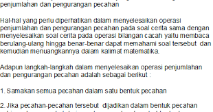 Asa Generasiku Penjumlahan Dan Pengurangan Pecahan Dalam Soal Cerita Edisi Latihan Un Sd 2013