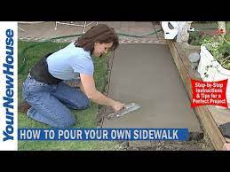 How To Make A Concrete Sidewalk Do It Yourself Youtube Concrete Sidewalk How To Level Ground Concrete Diy Projects