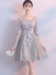 Lace Contrast Solid Color O Neck Half Sleeves High Waist Prom Dresses Cocktail Dresses With Sleeves Prom Dresses With Pockets Prom Dresses