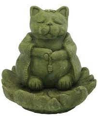 Zen Cat On Lotus Pedestal Pictured In One Of Our New Stain Colors Mossy Green Https Dsgardenshop Com Product Cat Statue Garden Animal Statues Buddha Zen