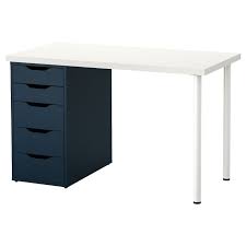 ikea linnmon alex table white blue in 2021 ikea blue drawers white table top