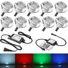 Fvtled 10pcs 0 3w Low Voltage Led Deck Lights Kit Garden Decoration Multi Color Rgb Light Outdoor Recessed Wood Decking Yard Patio Stairs Landscape In Ground Li Led Deck Lighting Deck Lights Patio Stairs