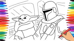 Free printable yoda coloring pages for kids. Star Wars The Mandalorian Baby Yoda Coloring Page How To Draw The Mandalorian And Yoda Youtube