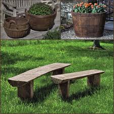 Peach & pebble 15 in. Farmhouse Country Bench Planters Patio Set Kinsey Garden Decor