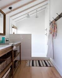 Vaulted Ceiling In Bath With A Half Wall In The Shower Modernbathroomideaswhite Beach House Bathroom Shower Renovation Attic Master Bedroom