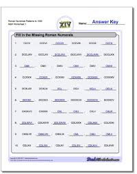 Roman Numerals Patterns To 1000 Worksheet Roman Numerals Worksheet Roman Numerals Math Worksheet Numeral