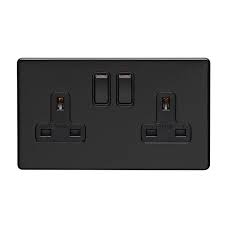 10 pieces/box and 100 pieces/carton delivery: Eurolite Cfx Matt Black 2 Gang 13a Dp Switched Socket Ecmb2so B Ukes