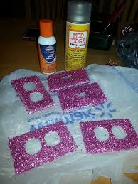 I Made Glittery Switch Plate Covers Using Elmer S Craft Bond Spray Adhesive Pink Glitter And Mod Podge Clear Acrylic Sea Crafts Spray Adhesive Crafts For Kids