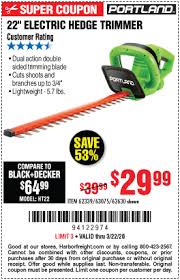 Black And Decker 22 Inch Hedge Trimmer Parts Portland 22 In Electric Hedge Trimmer For 29 99 In 2020 Harbor Freight Tools Hedge Trimmers Hedges
