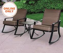 Wilson Fisher Navona Brown 3 Piece Cushion Rocker Table Patio Set Big Lots In 2020 Unique Patio Furniture Front Porch Furniture Porch Chairs