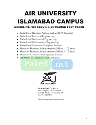 Sample Paper Air University Islamabad