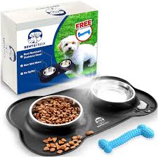 Small breed dog puppy feeding chart. Kitchen Dining Bent Freck Dog Feeding Station Spill Proof Small Dog Bowls For Food And Water Puppy Sized Dishes For Boy Or Girl Dogs Amazon Com