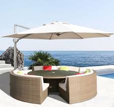 Its banana styling lets you stretch it over furniture and tilt the angle when needed. The Mercury 3 5m Round Cantilever Parasol Is A Free Standing Parasol Base Stan Modern Outdoor Furniture Aluminium Outdoor Furniture Round Outdoor Dining Table