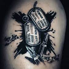 Chisel stainless steel loyalty symbol tattoomagz. 30 Dog Tag Tattoos For Men Masculine Design Ideas