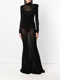 Alexandre Vauthier Long Sheer Dress Farfetch Long Sheer Dress Dresses Sheer Dress
